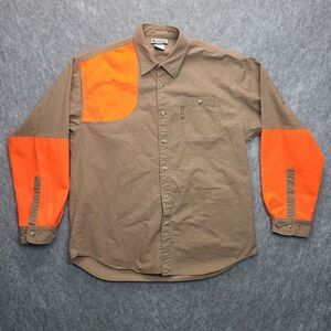 Columbia Shooting‎ Hunting Shirt Mens LARGE Khaki Bright Hi-Vis Blaze Orange